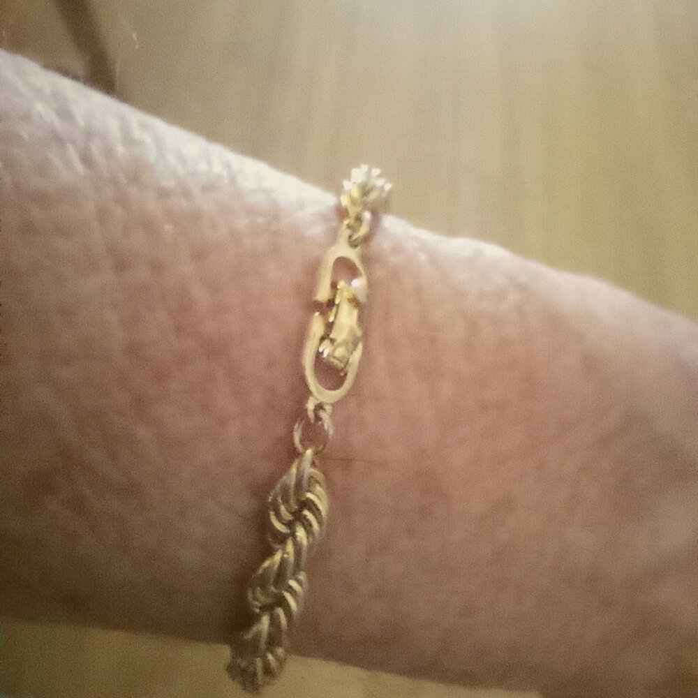 Vintage Christian Dior Gold Tone Rope Bracelet 7 Inches Long